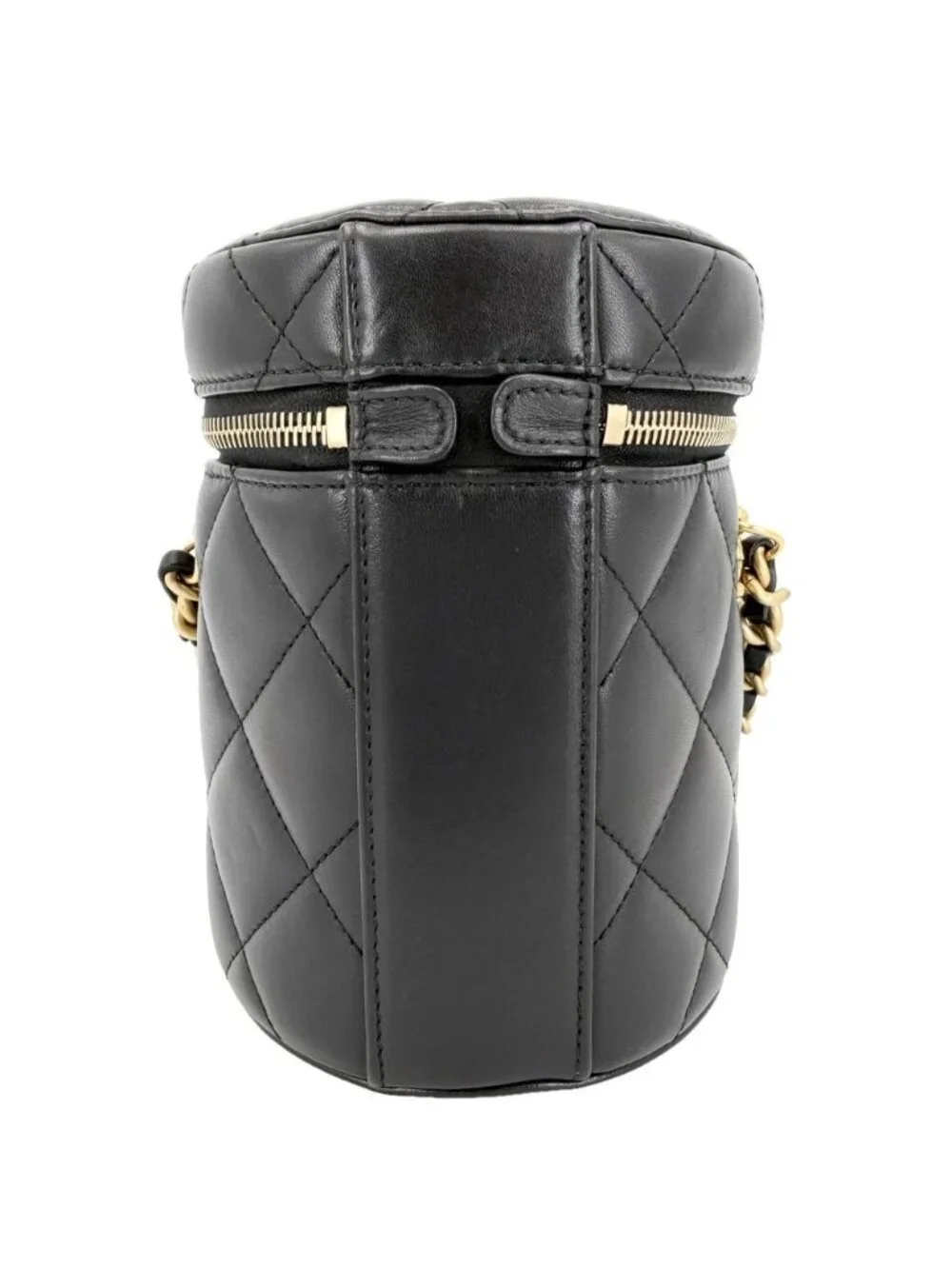 Chanel Shoulder Bag Logo Quilted Chain Vanity Crossbody CC Lambskin Black Gold